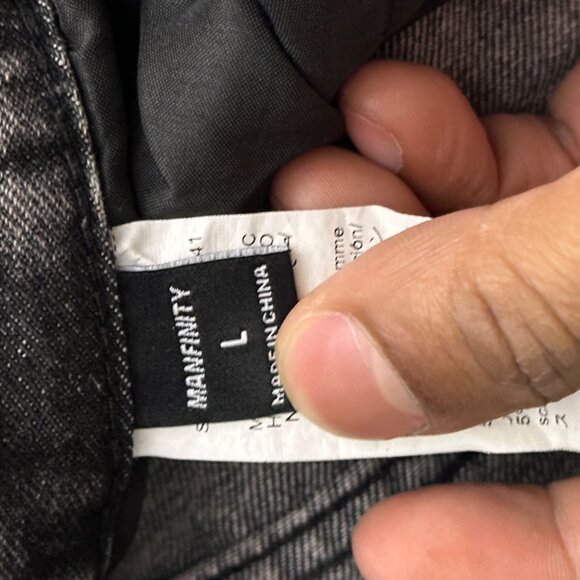 Manfinity Denim Jean Pant Women L Flared Bootcut Cargo Black Washed Punk Grunge - Picture 7 of 12